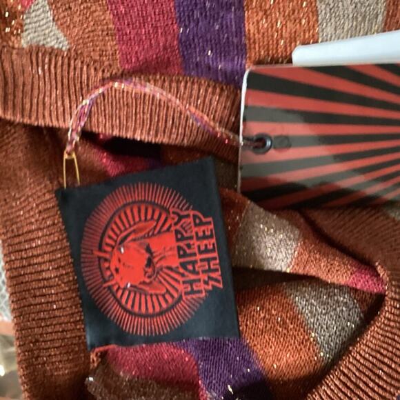 HAPPY SHEEP NEW METALLIC STRIPE LIGHT WEIGHT SWEATER SIZE SMALL - Picture 7 of 9